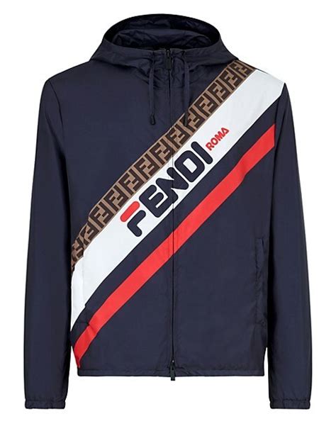 Shop Fendi Fendi Mania Stripe Zip Jacket 